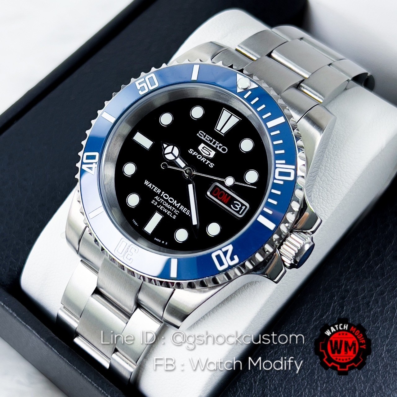 SeikoMod Submariner Deep Blue Dial Oyster Strap From SNZF17 Series