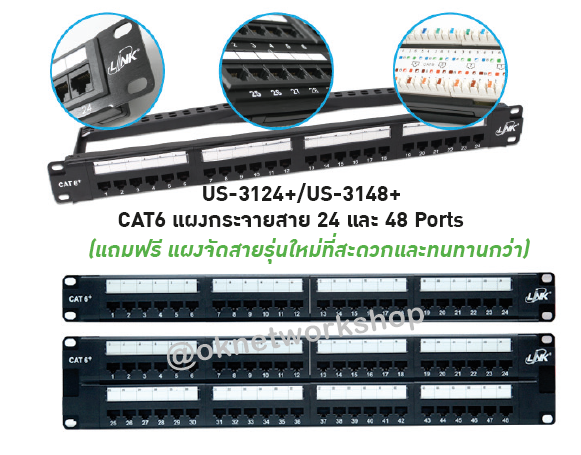 US-3124+ CAT6 PATCH PANEL 24 Port (1) w/MANAGEMENT