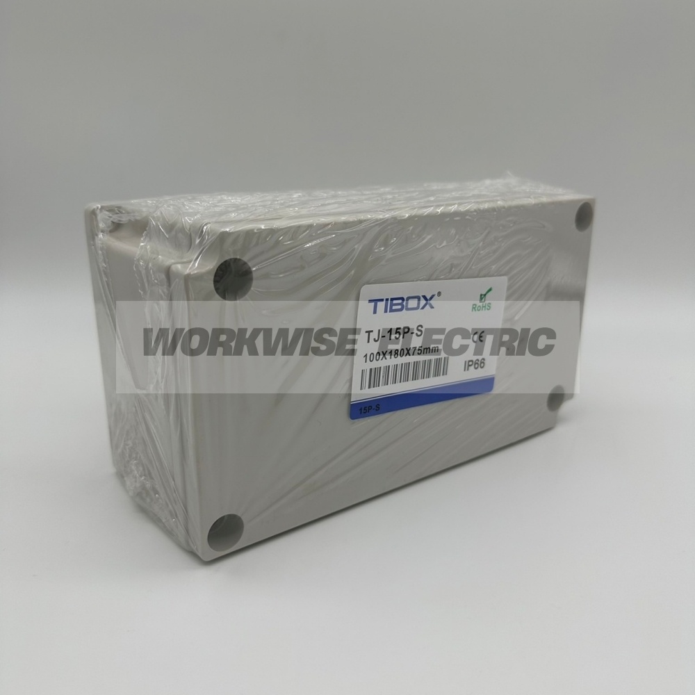"TIBOX" TJ-15P-S กล่องพลาสติก พร้อมเทอร์มินอลบล็อก (Plastic Terminal Block Box IP66) 15Pole 10A Size : 180x100x75 mm.