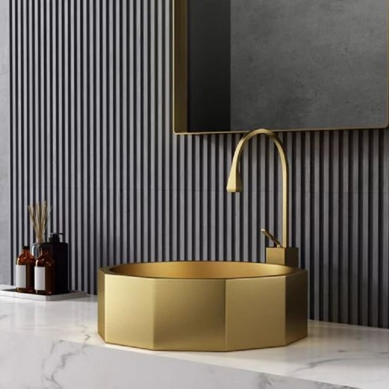 CT196D099 TSUKAERU Luxury wash basin อ่างล้างมือ อ่างสีทอง เคาน์เตออร์สีทอง