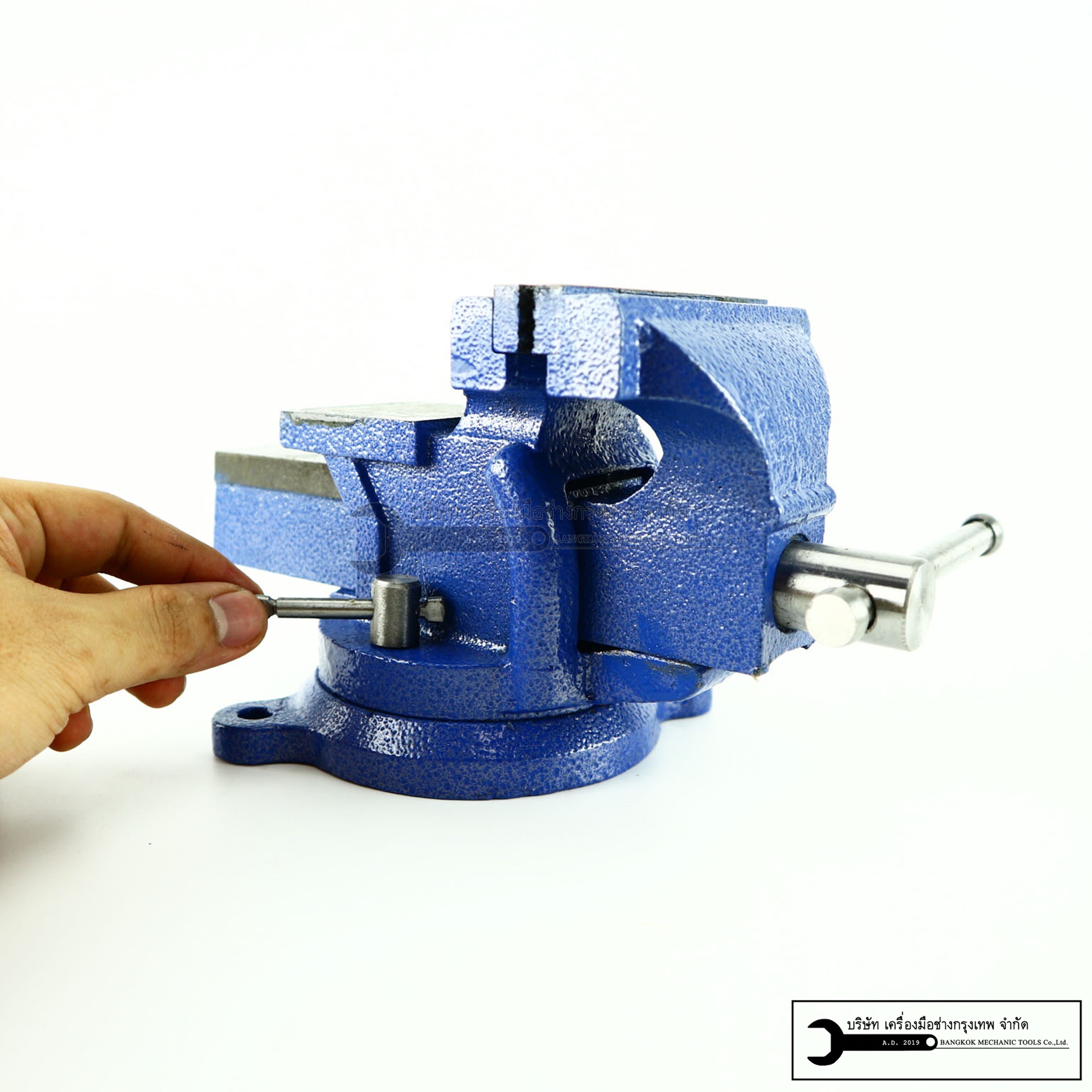 ปากกาจับชิ้นงาน 4 นิ้ว รุ่นเหล็กเหนียว+ฐานหมุนได้