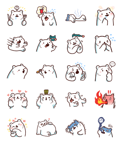 ขายสติกเกอร์ไลน์ หมีขาวแบค แบค 5: กินอะไรดี?