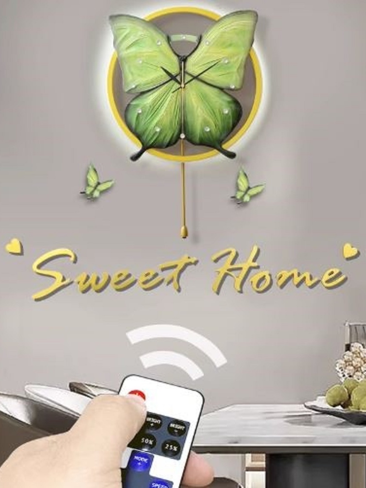 CT222C059 INTERY นาฬิกาผีเสื้อ Wall Clock Art นาฬิกาติดผนัง ไฟติดผนัง