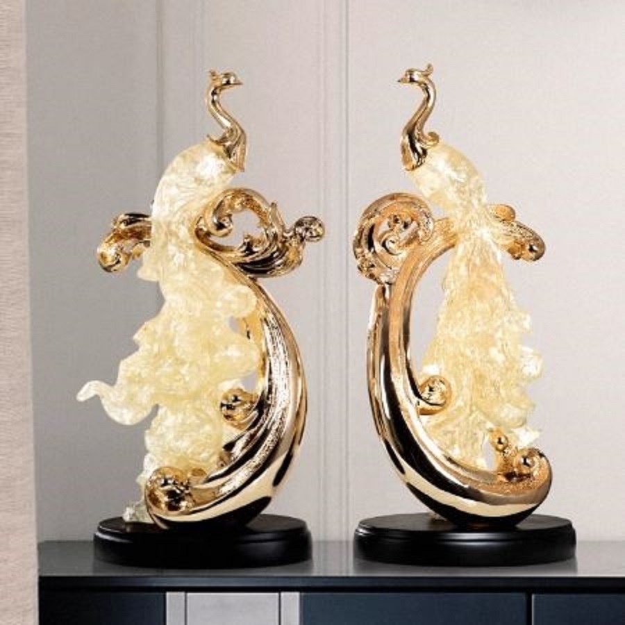 CT215B157 FAMITOSS โมเดลนกยูง โมเดล ของตกแต่ง ของขวัญขึ้นบ้านใหม่ โมเดลแต่งโรงแรม