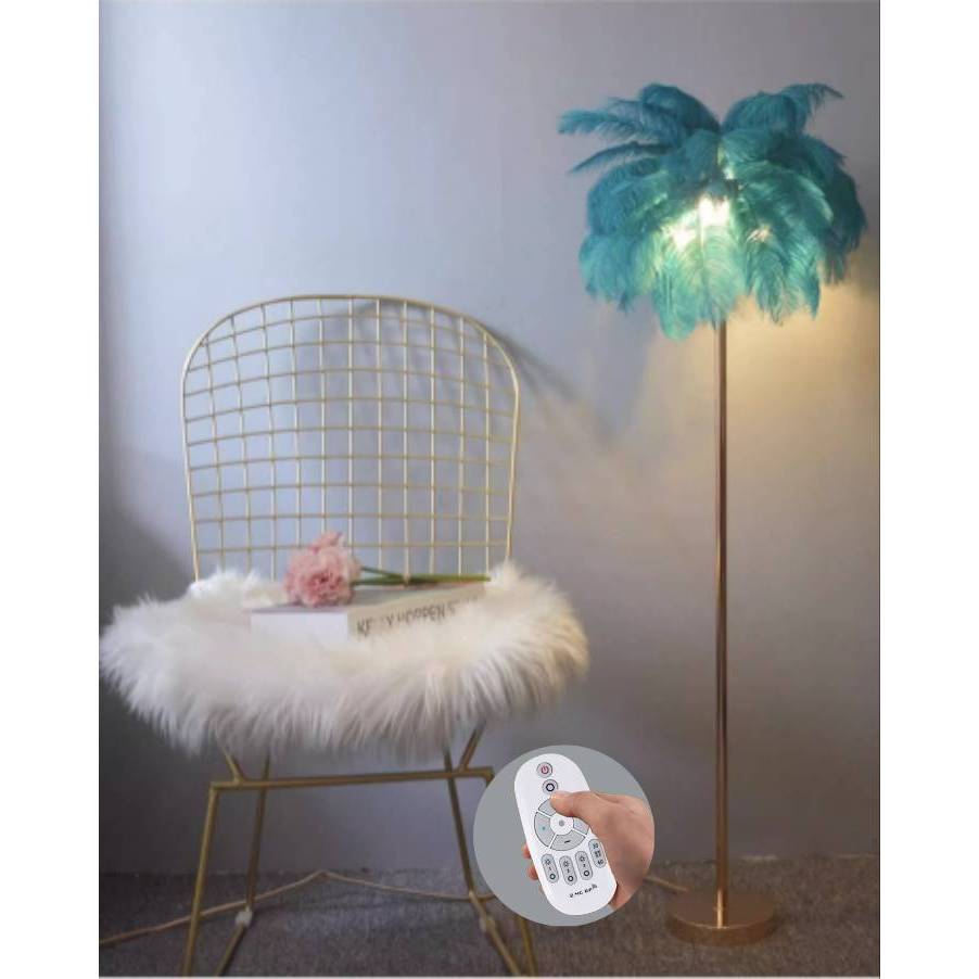 CT191A149 SOTMIA โคมไฟตั้งพื้นขนนกกระจอกเทศพร้อมรีโมท โคมไฟแบบชาร์จไฟได้ Feather โต๊ะกาแฟ Lamp