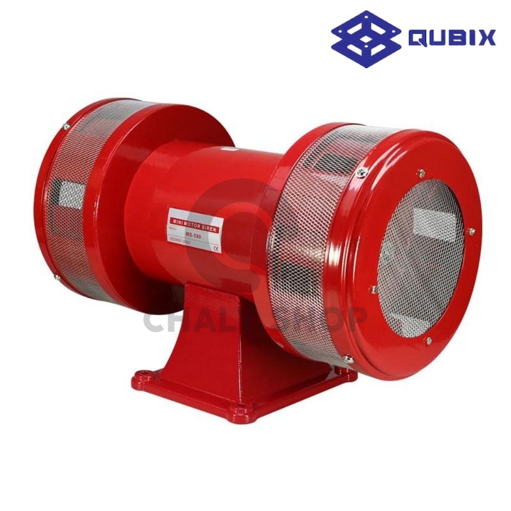QUBIX MS-590 220V มอเตอร์ไซเรน 2 หัว (Motor Siren) IP44 160dB 220V 400W วัสดุอลูมิเนียมและเหล็ก สีแดง