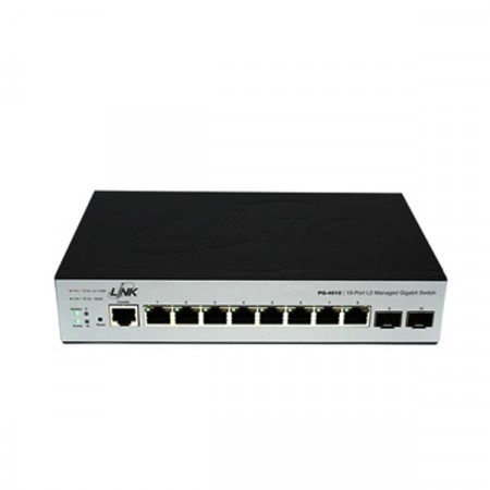 Link PG-4010 10-Port L2 Managed Gigabit Rackmount Switch (10/100/1000Mbps Ethernet) + 2 SFP (GE) Port, Metal Enclosure