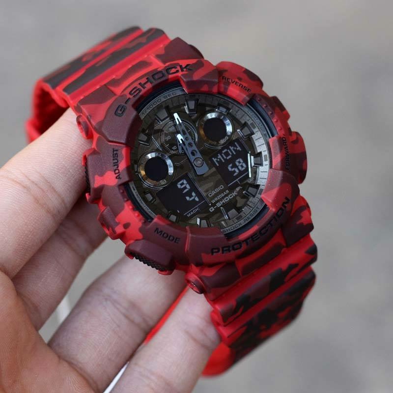 G-Shock GA-100 Camo Redพรางแดง