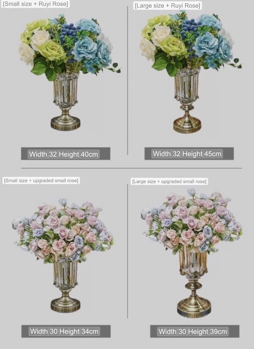 แจกันตกแต่งบ้าน ดอกไม้ประดิษฐ์พร้อมแจกัน เชิงเทียนตกแต่ง เชิงเทียนสีทอง แจกันดอกไม้ปลอม ดอกไม้ตั้งโต๊ะ เชิงเทียนทองเหลือง ST501E801