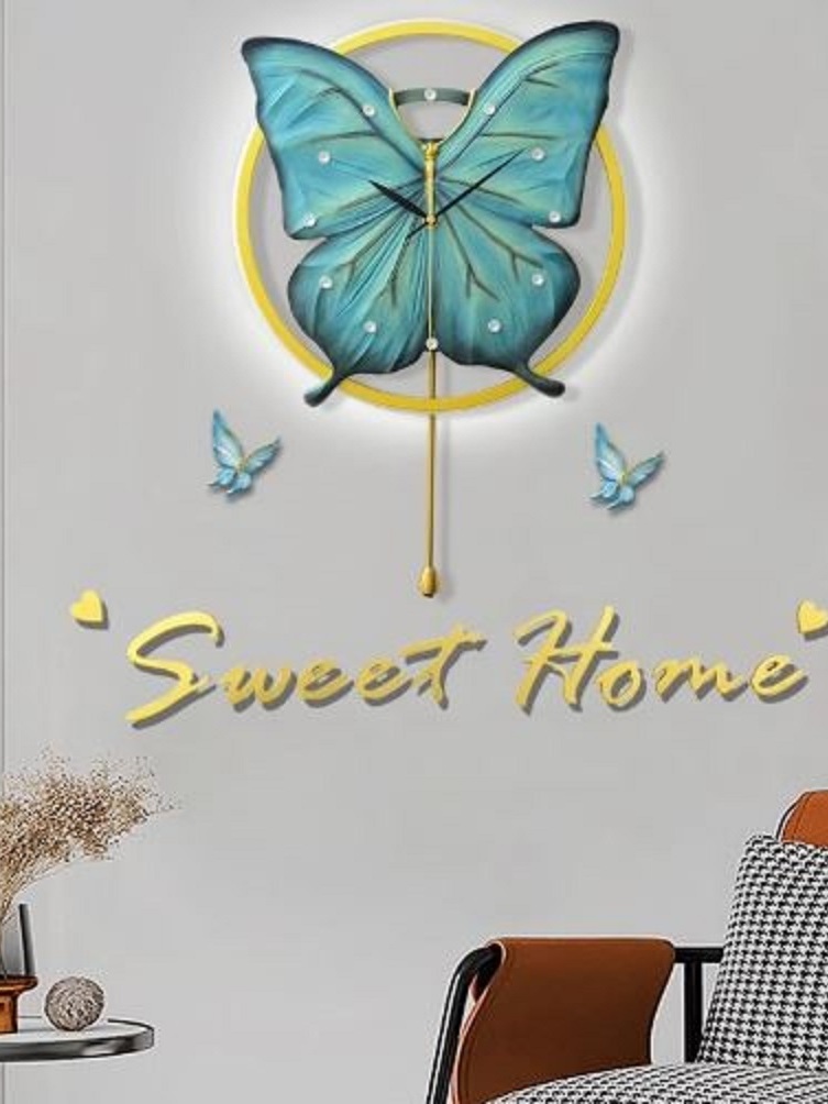 CT222C059 INTERY นาฬิกาผีเสื้อ Wall Clock Art นาฬิกาติดผนัง ไฟติดผนัง