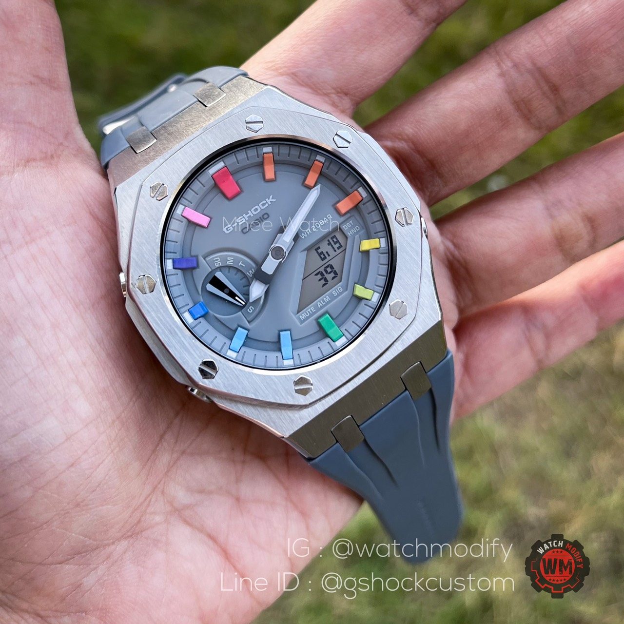 G-Shock AP รุ่น GA-2110ET-8A Grey Rubber Rainbow Dial ของแท้ ประกัน 1 ปี
