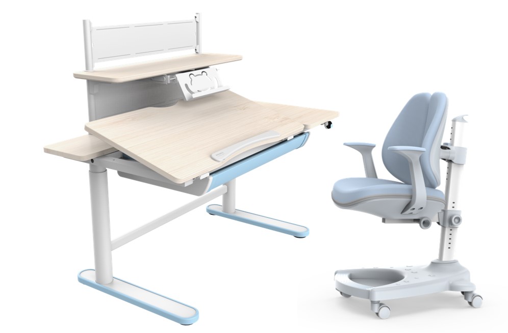 FlexiSpot by Essen ชุดโต๊ะเด็กปรับระดับไฟฟ้า 1 มอเตอร์ พร้อมชั้นวางและเก้าอี้ รุ่น CD201