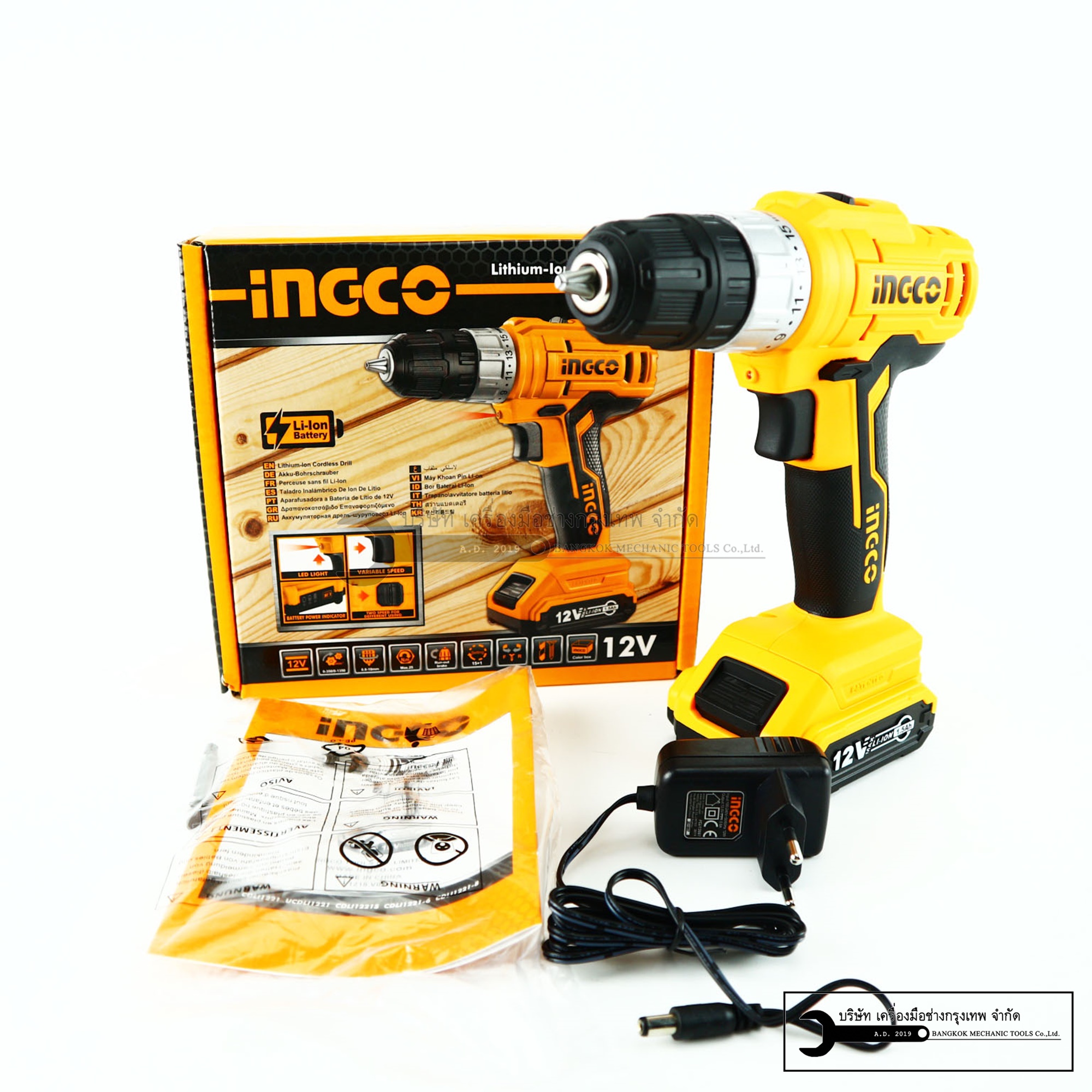 INGCO CDLI221 INGCO สว่านไร้สาย 12V แบต 1ก้อน