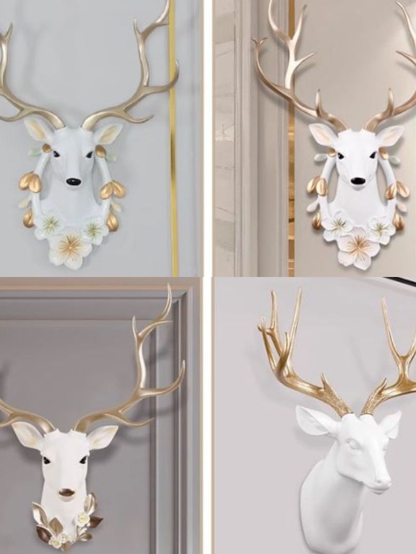 CT222G023 SOSHOKU หัวกวางสีขาวตกแต่งผนัง หัวกวาง ตกแต่งผนัง Nordic