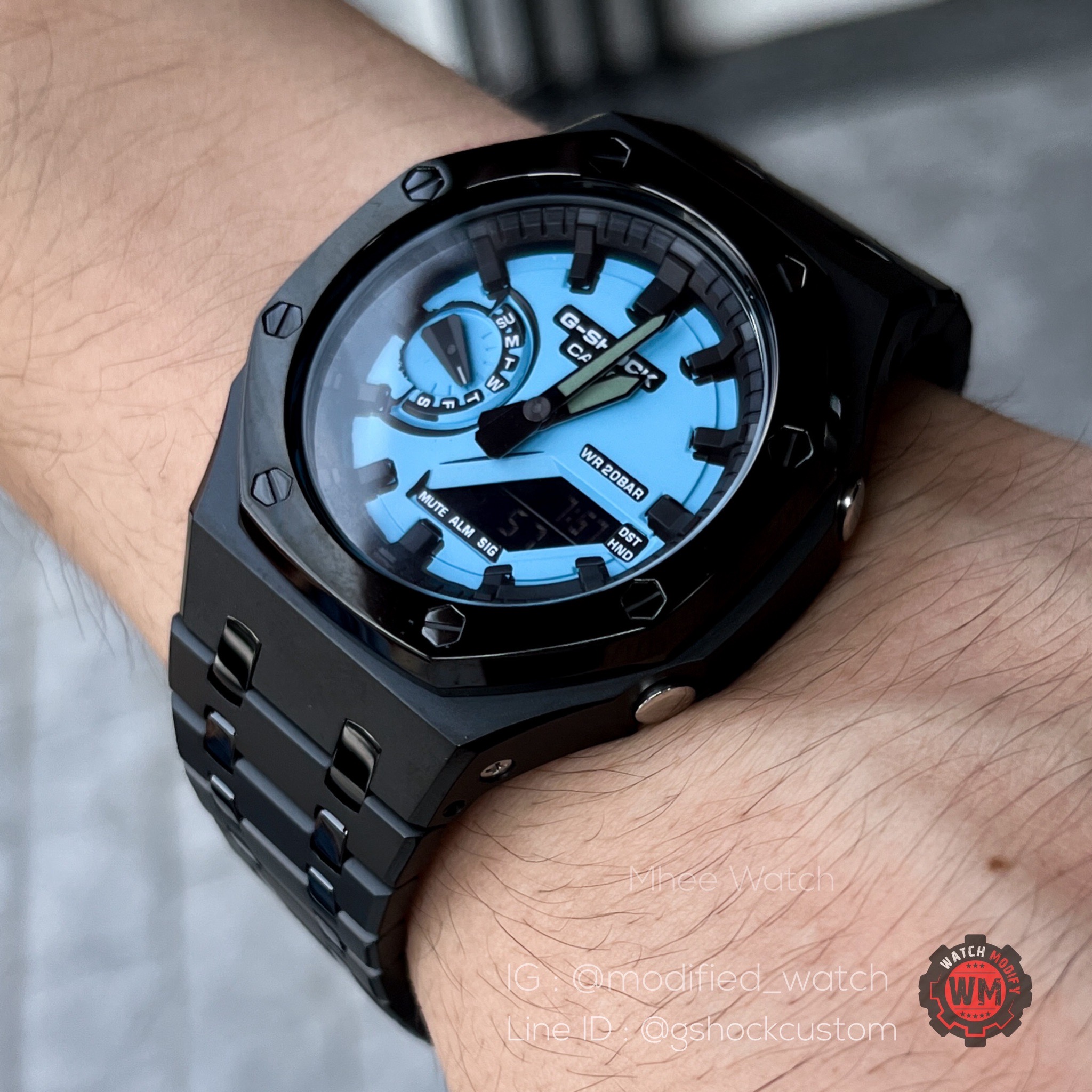 G-Shock Casioak Black-Blue Limited Dial Black Sanblasting Twotone Stainless Steel Strap