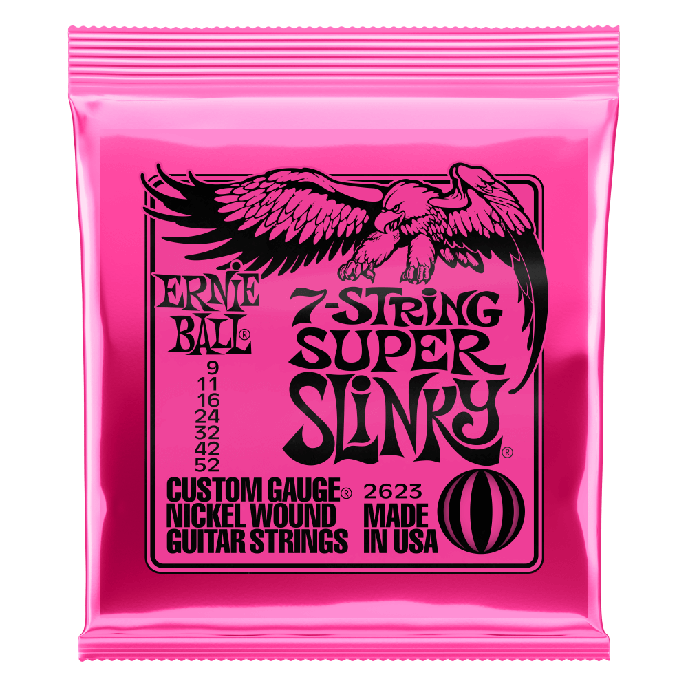 สายกีตาร์ไฟฟ้า 7 สาย ERNIE BALL SUPER SLINKY 7-STRING NICKEL WOUND ELECTRIC GUITAR STRINGS - 9-52 GAUGE