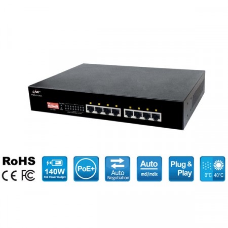 Link PSG-3108A Switch PoE 8-Port GIGABIT Ethernet PoE Switch (AC 140W), 8 GE (PoE)