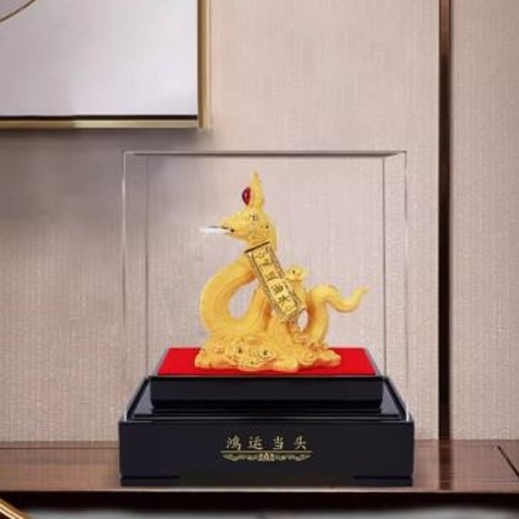 CT225B163 HAOYUN รูปปั้นงูมงคล งูทอง ปีมะเส็ง Snake ของมงคล ของขวัญเลื่อนตำแหน่ง ของขวัญขึ้นบ้านใหม่