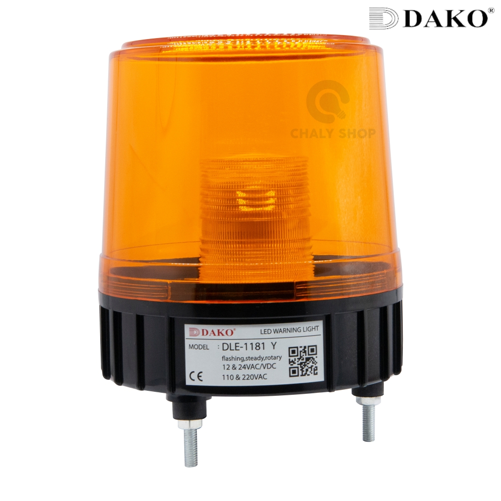 DAKO® DLE-2102-YELLOW ไฟหมุน LED 3.5 นิ้ว / สีเหลือง ( ไม่มีเสียง ) 12-24VAC/VDC,110-220VAC ไฟหมุน ไฟเตือน ไฟฉุกเฉิน