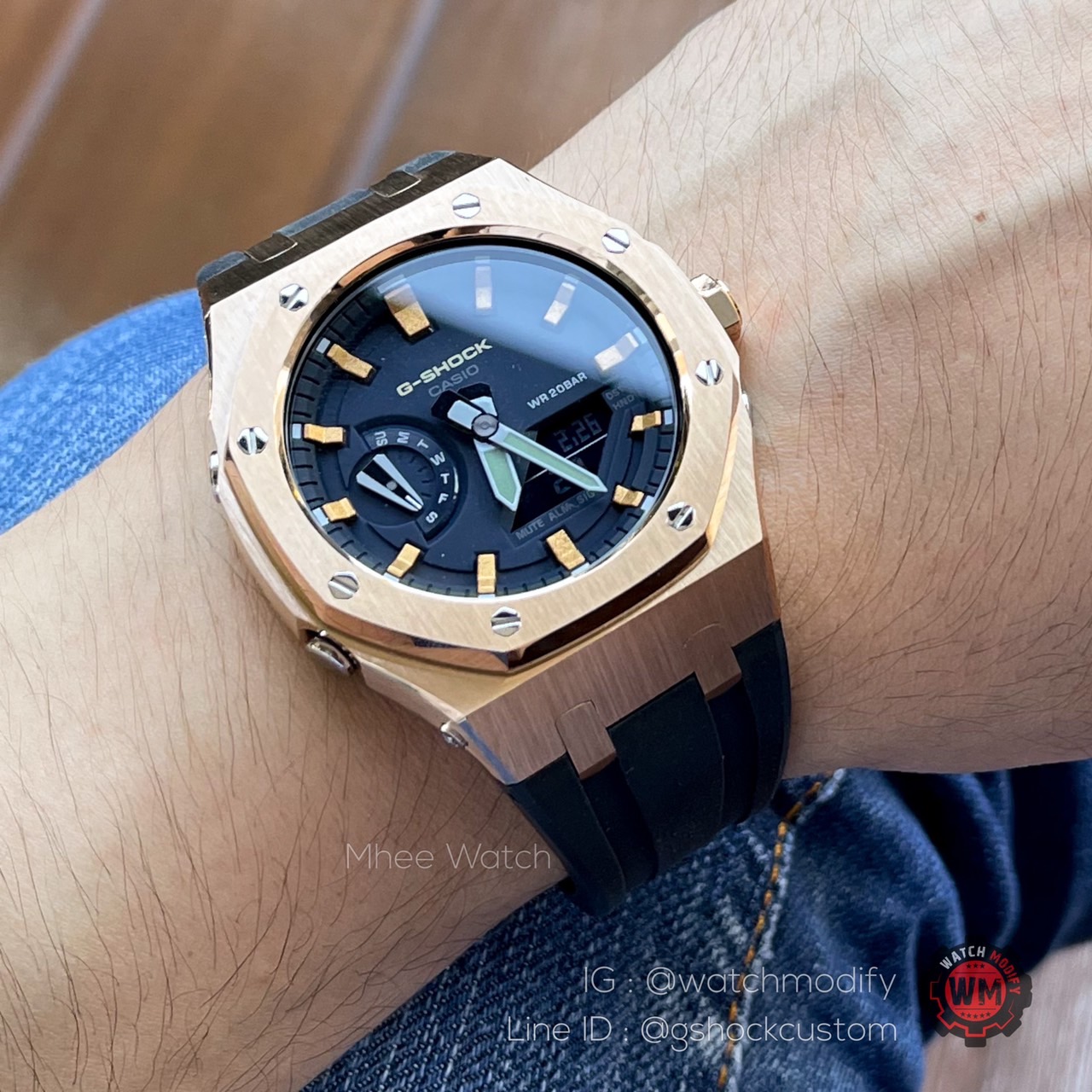 G-Shock Custom AP Luxury Style with Navy Blue Rosegold Dial with Rubber Strap Gen4