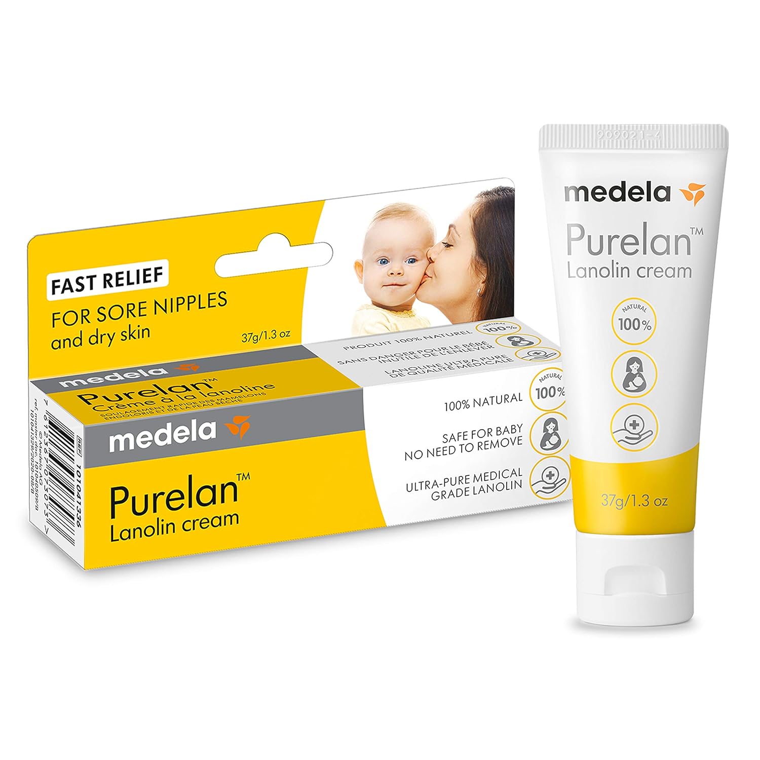 ครีมลาโนลินจากธรรมชาติ 100% Medela Purelan Lanolin Nipple Cream บรรเทาหัวนมแตกหรือเจ็บและผิวแห้ง
