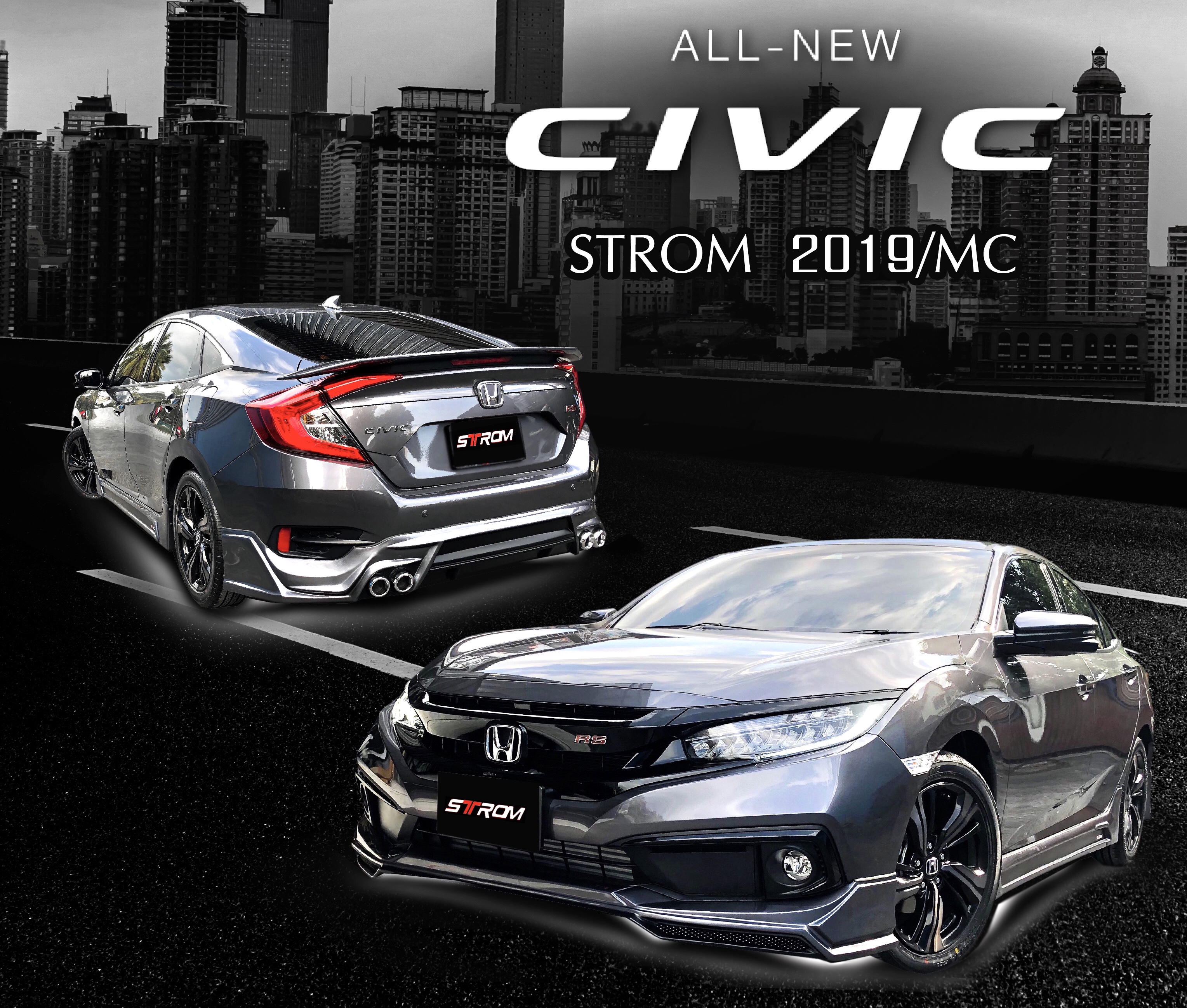 ชุดแต่ง Honda Civic FC 2019 2020 2021 STROM MC, Civic fc แต่งสวย สเกิร์ตรอบคัน ของแต่ง ฮอนด้า ซีวิค fc ใหม่ล่าสุด