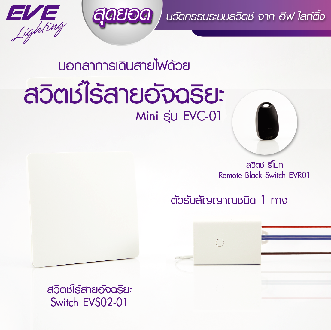 Wireless Switch สวิตช์ไร้สายแบบกด และแบบพวงกุญแจ ไม่ต้องเดินสายไฟ เปิด-ปิดได้ทุกที่ในบ้าน ติดตั้งง่าย ทำเองได้