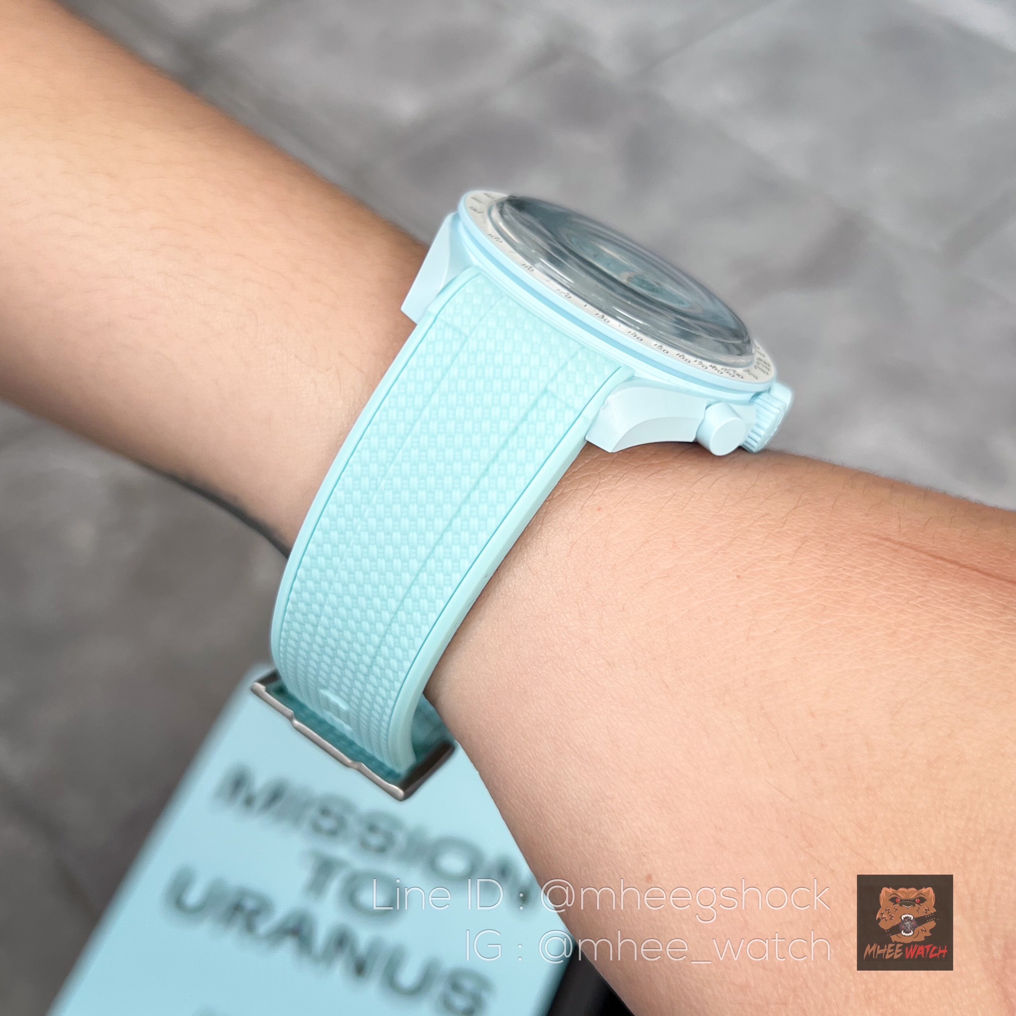 Swatch X Omega Mission to URANUS Tiffany Color with Rubber Strap 
