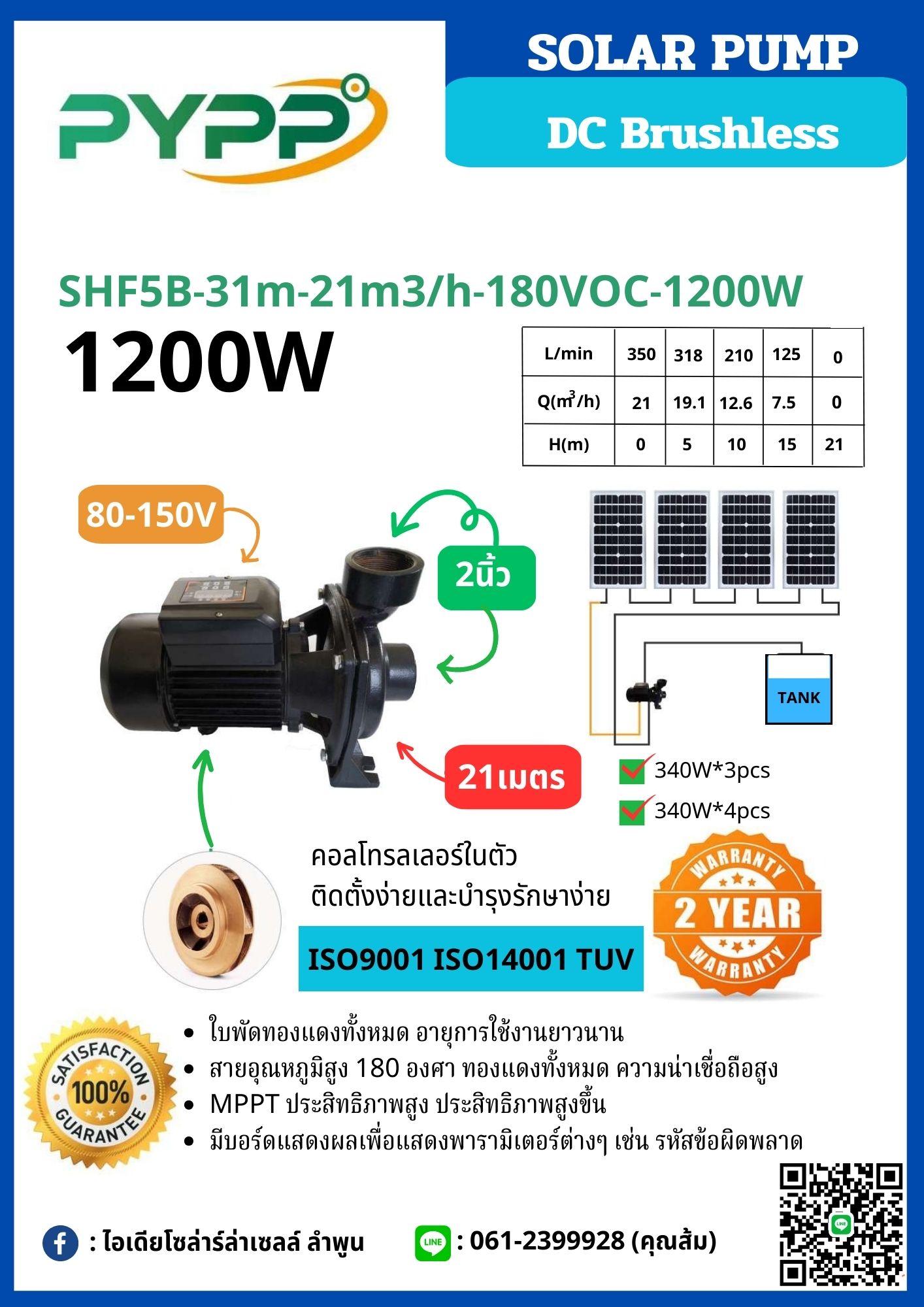 ปั๊มน้ำหอยโข่ง PYPP DC SHF5B 1200W ชิ้น 2024-06-12 14:57:25 2024-06-12 16:23:28