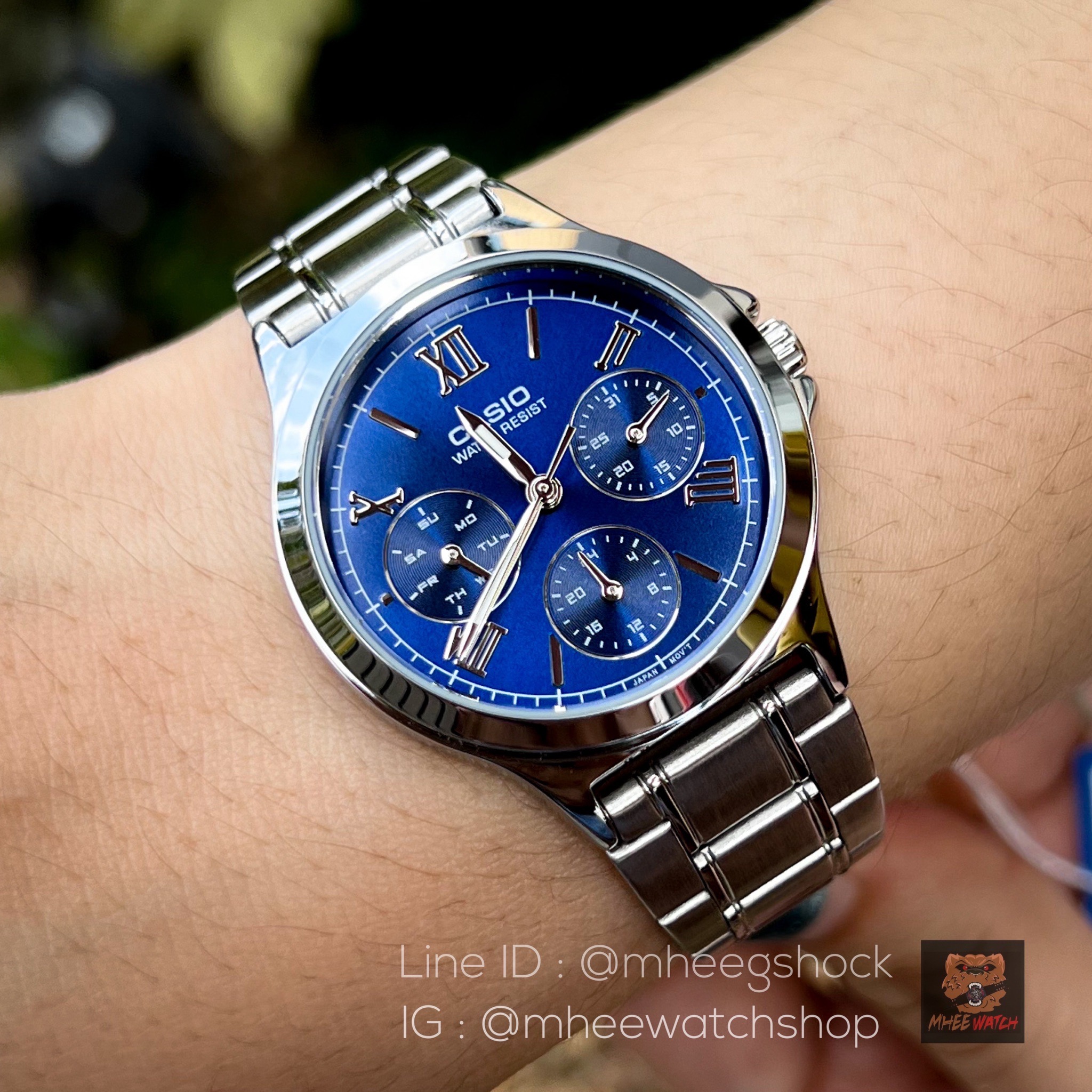 Casio Chronograph Blue dial Stainless Steel Strap Lady