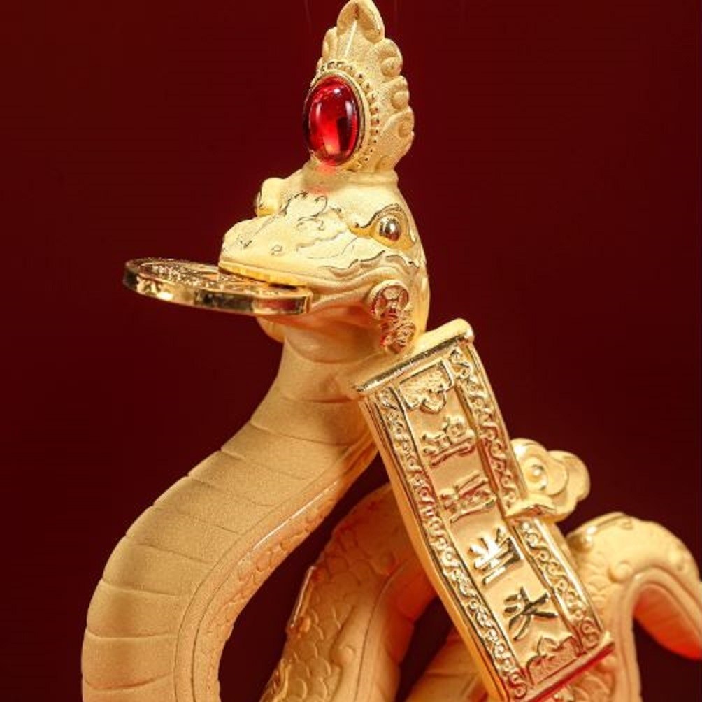 CT224B161 HAOYUN รูปปั้นงูมงคล งูทอง ปีมะเส็ง Snake ของมงคล ของขวัญเลื่อนตำแหน่ง ของขวัญขึ้นบ้านใหม่