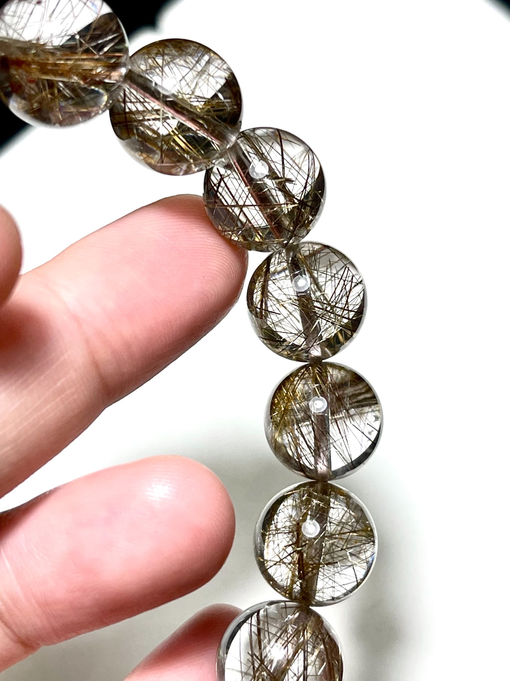 🌟ไหมเงินนางพญา 6A+ (Silver Rutilated Quartz ) น้ำงามใส100% 12.5 MM