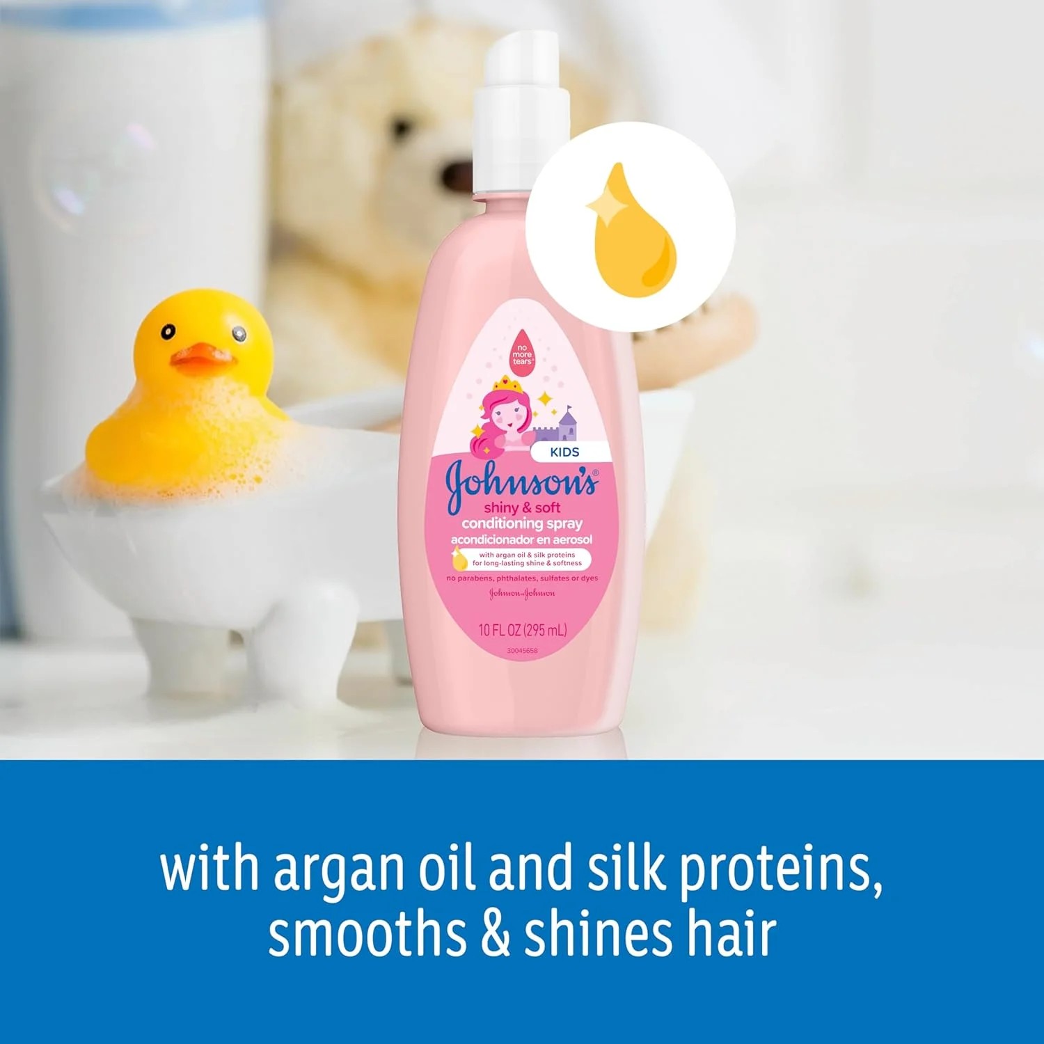 Johnson's Kids Shiny & Soft Tear-Free Kids' with Argan Oil & Silk Proteins สเปรย์จอห์นสัน คิดส์ ช่วยผมนุ่มลื่น