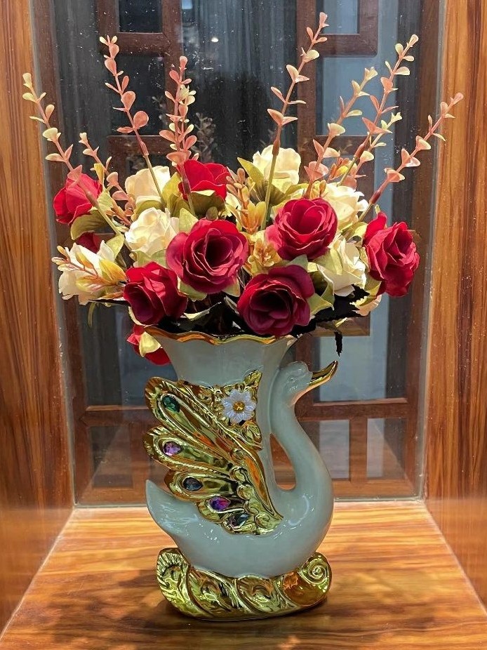 CT209E041 DECHOME แจกันเซรามิกยุโรป แจกันแต่งบ้าน ดอไม้ปลอม หงส์ European ceramic vase