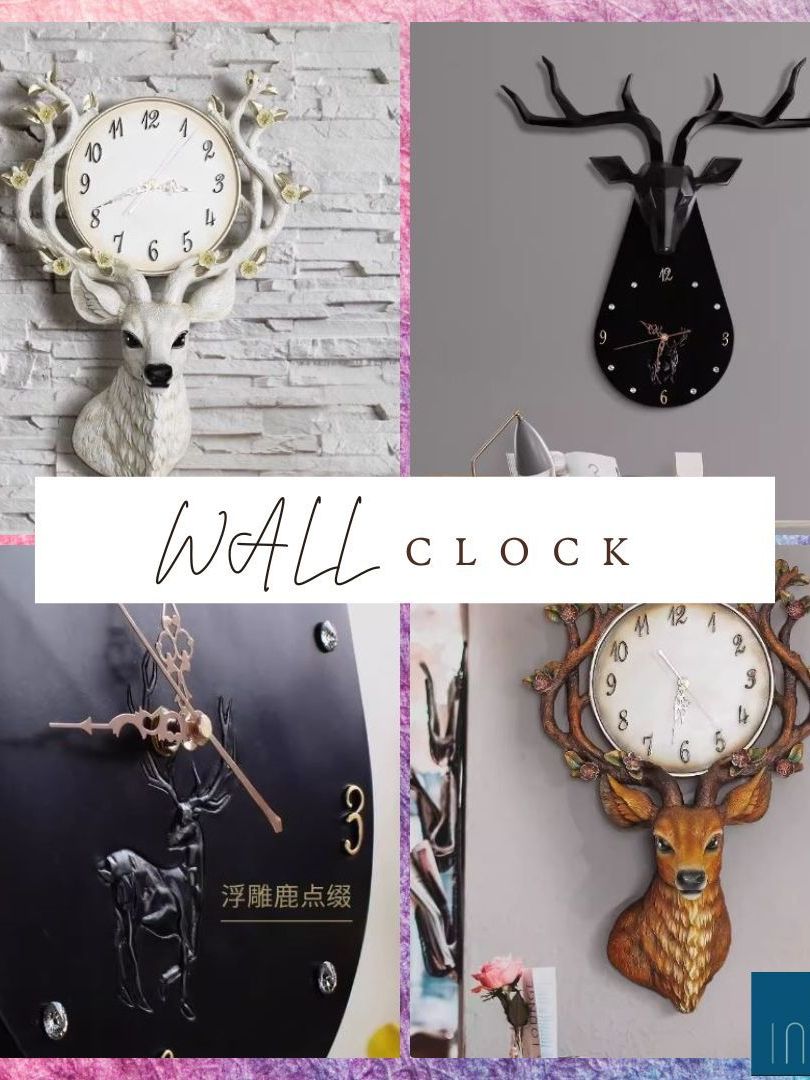 CT222C061 INTERY นาฬิกากวาง Wall Clock Art นาฬิกาติดผนัง ไฟติดผนัง