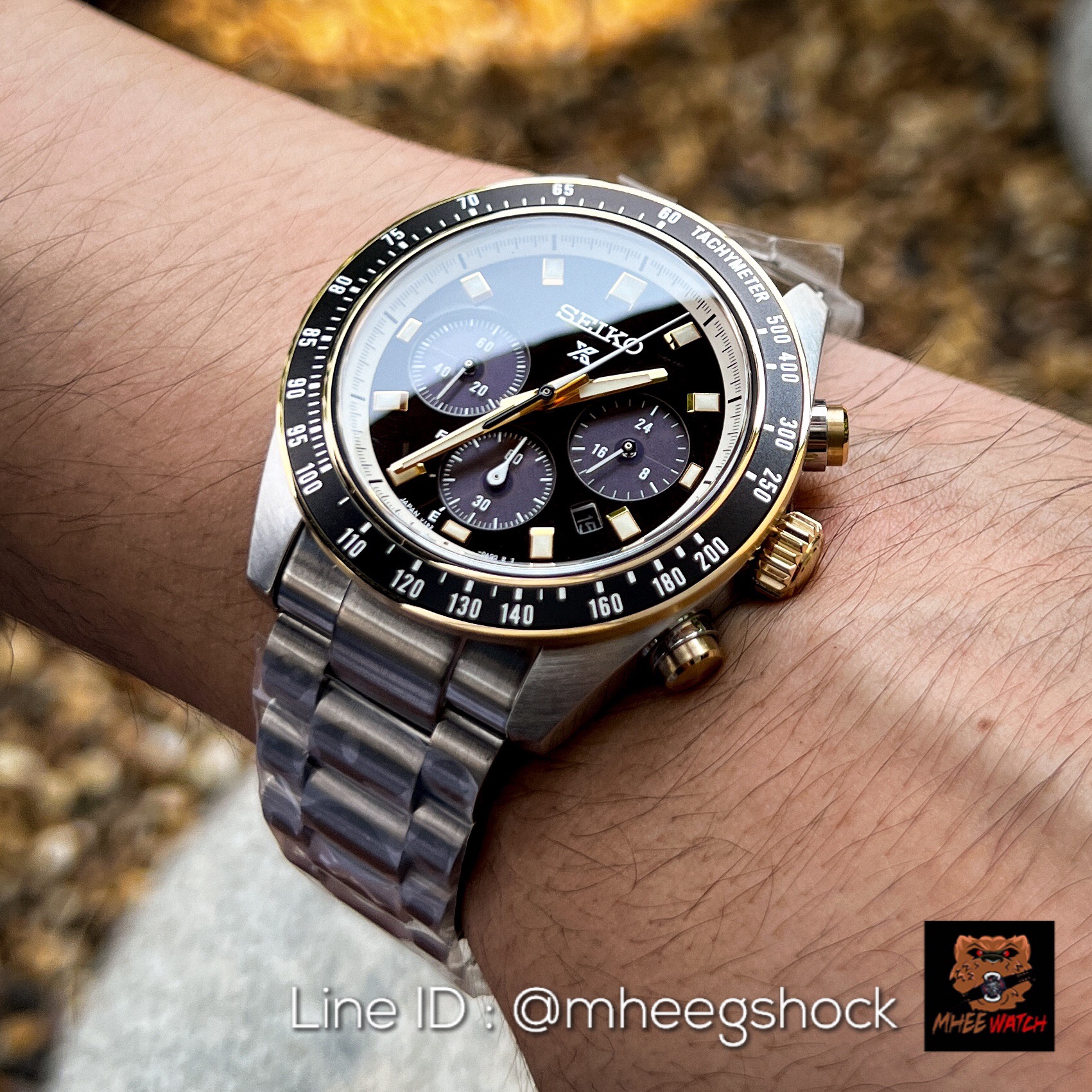 Seiko Prospex Speedtimer Solar Chronograph Gold Black Dial JDM