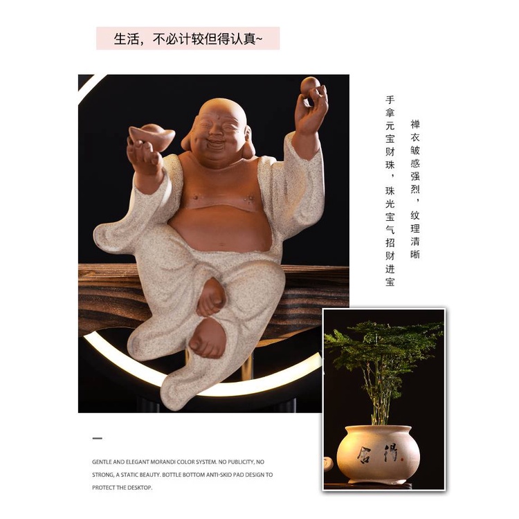 CT125B083 HAOYUN โคมไฟพระสังกัจจายน์ พระสังกัจจายน์ พระยิ้ม เทพแห่งความมั่งมี โคมไฟLed ของตกแต่งห้อง