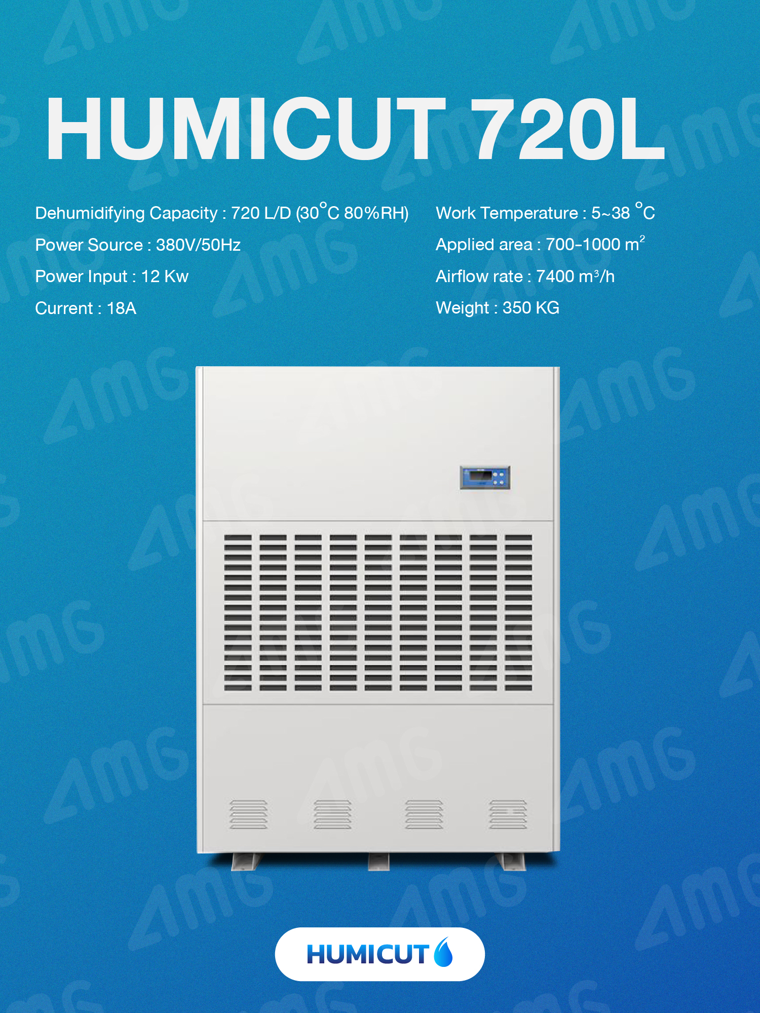 HUMICUT เครื่องลดความชื้นอุตสาหกรรม ขนาด 720 ลิตร รุ่น Humicut 720L (ระบบไฟฟ้า 3 เฟส)
