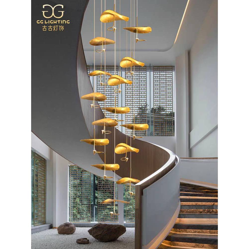 CT200A184 SOTMIA โคมไฟสีทอง โคมไฟระย้าโถงบรรได Chandelier แชนเดอเรียยาว