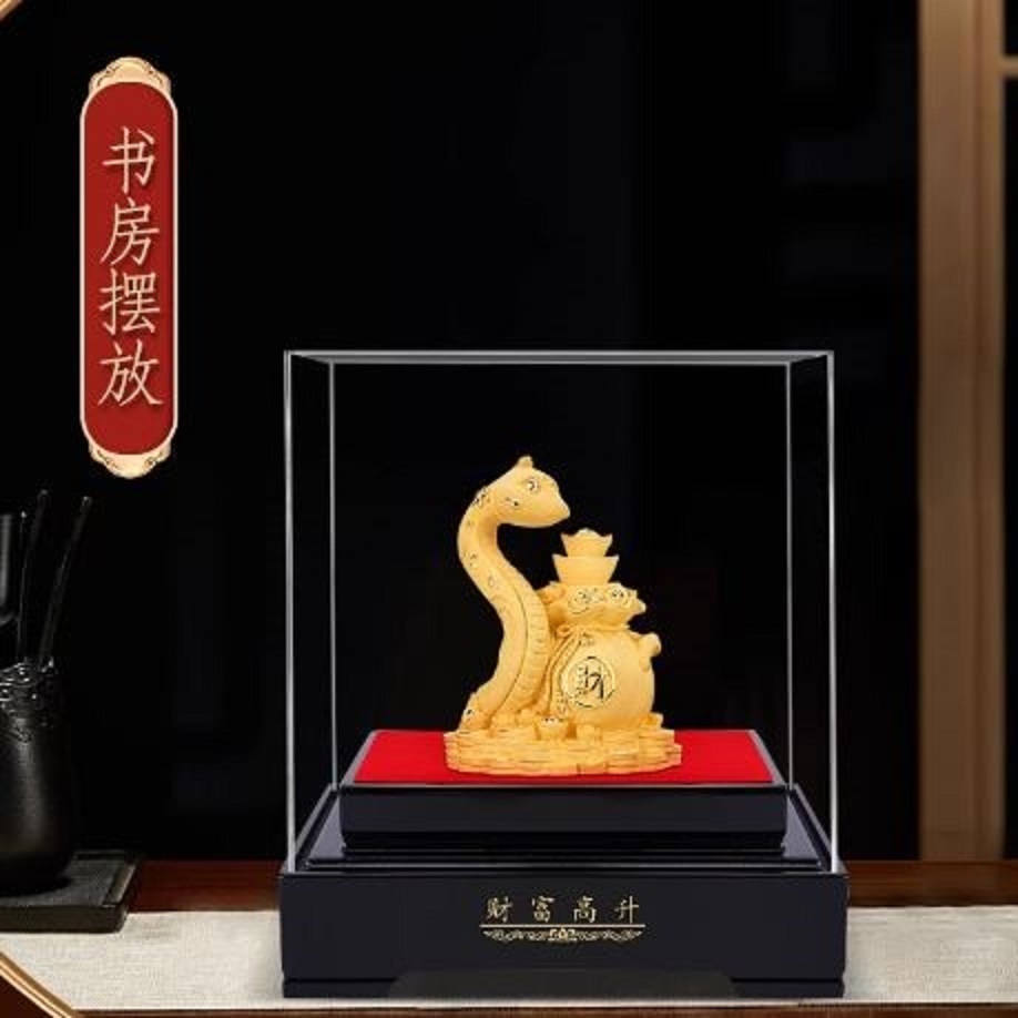 CT225B163 HAOYUN รูปปั้นงูมงคล งูทอง ปีมะเส็ง Snake ของมงคล ของขวัญเลื่อนตำแหน่ง ของขวัญขึ้นบ้านใหม่