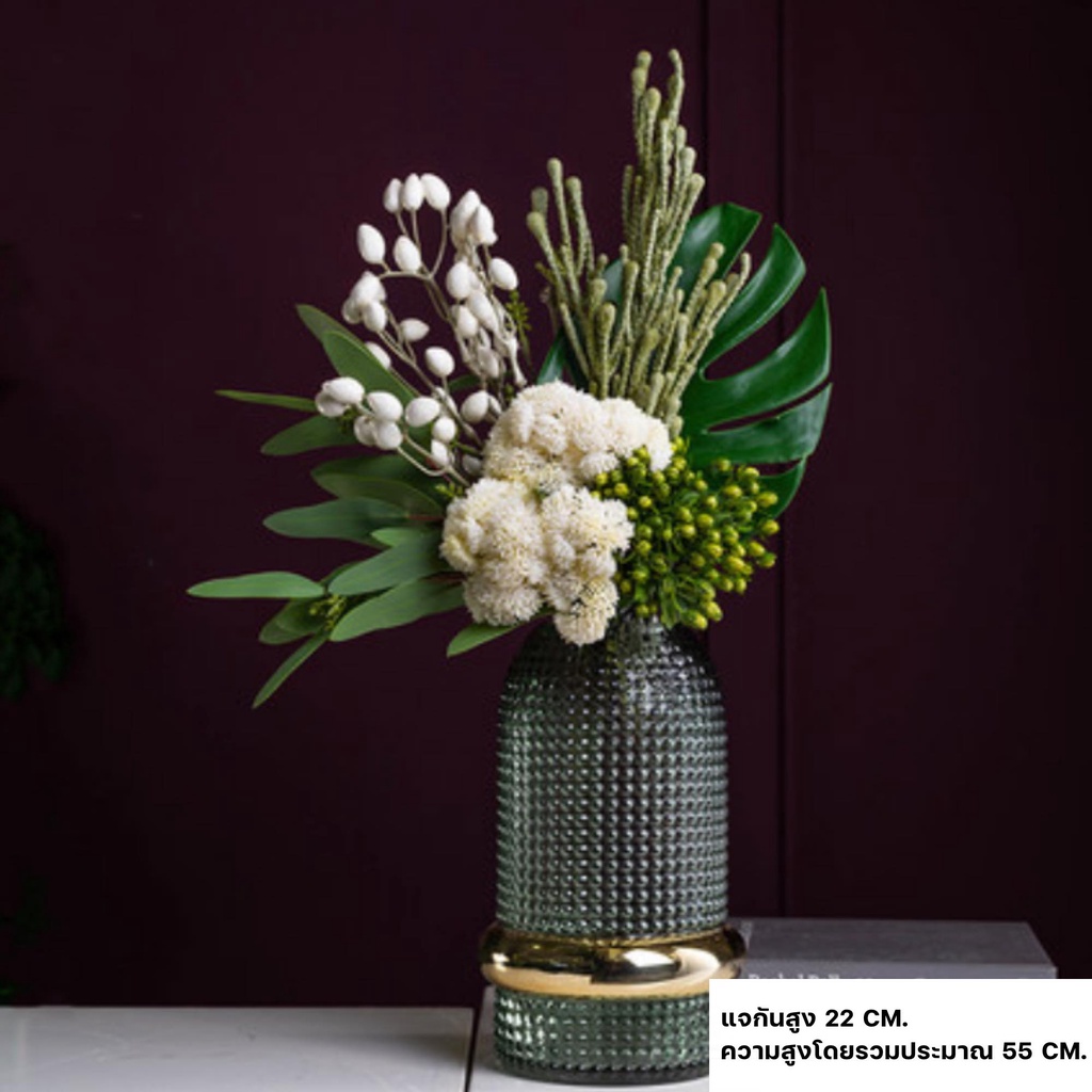 CT069E010 DECHOME แจกัน แจกันดอกไม้ ชุดแจกันพร้อมดอกไม้ ดอกไม้ปลอม แจกันดอกไม้ตกแต่งบ้าน ของตกแต่งบ้าน ดอกไม้ตกแต่งบ้าน