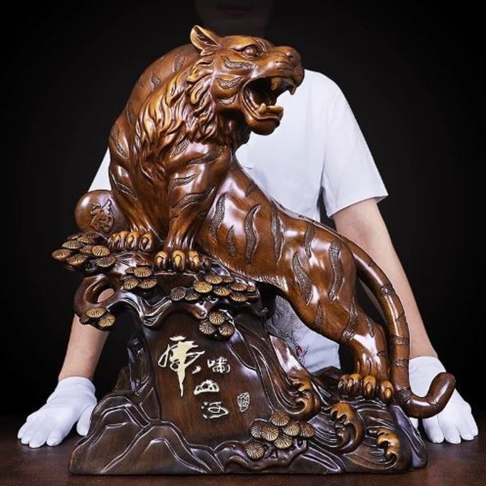 CT227B171 HAOYUN โมเดลเสือ เสือคำรามภูเขาและแม่น้ำโชคดี มงคล ของขวัญเลื่อนตำแหน่ง ของขวัญขึ้นบ้านใหม่ ขนเงินขนทอง รับทรั