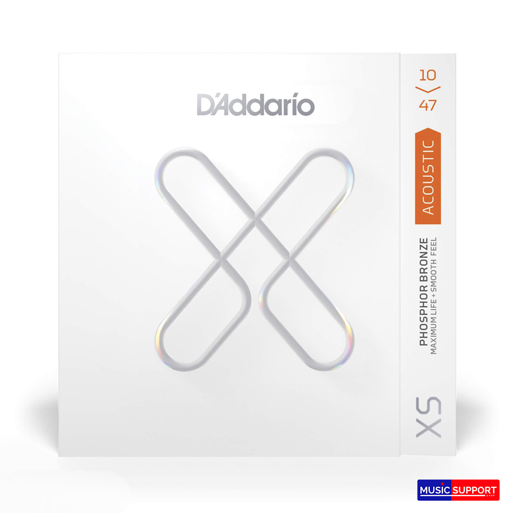 สายกีตาร์โปร่งเคลือบกันสนิม D'Addario XSAPB1047 10-47 Extra Light, XS Coated Phosphor Bronze