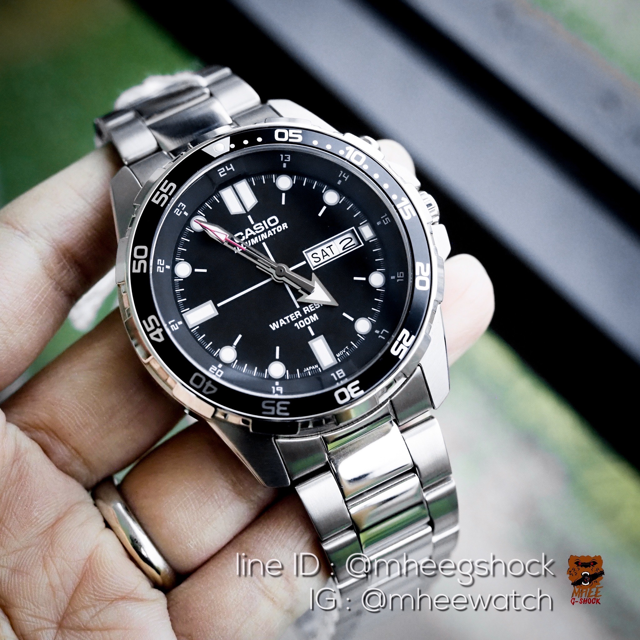 นาฬิกาคาสิโอ Casio Men Watch Illuminator หน้าสปอร์ต ขอบดำSilver ของแท้ ประกันศูนย์