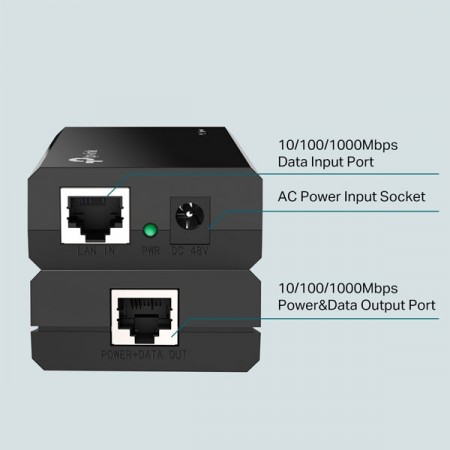 tp-link TL-POE150S PoE Injector Gigabit Port, Output 15.4W, IEEE 802.3af, up to 328-ft/100m, Design for Connecting AP, IP Camera, IP Phone