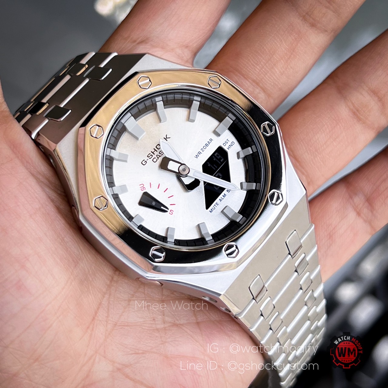 G-Shock Customized AP Style with Silver Sandblasting Twotone Case Silver Dial