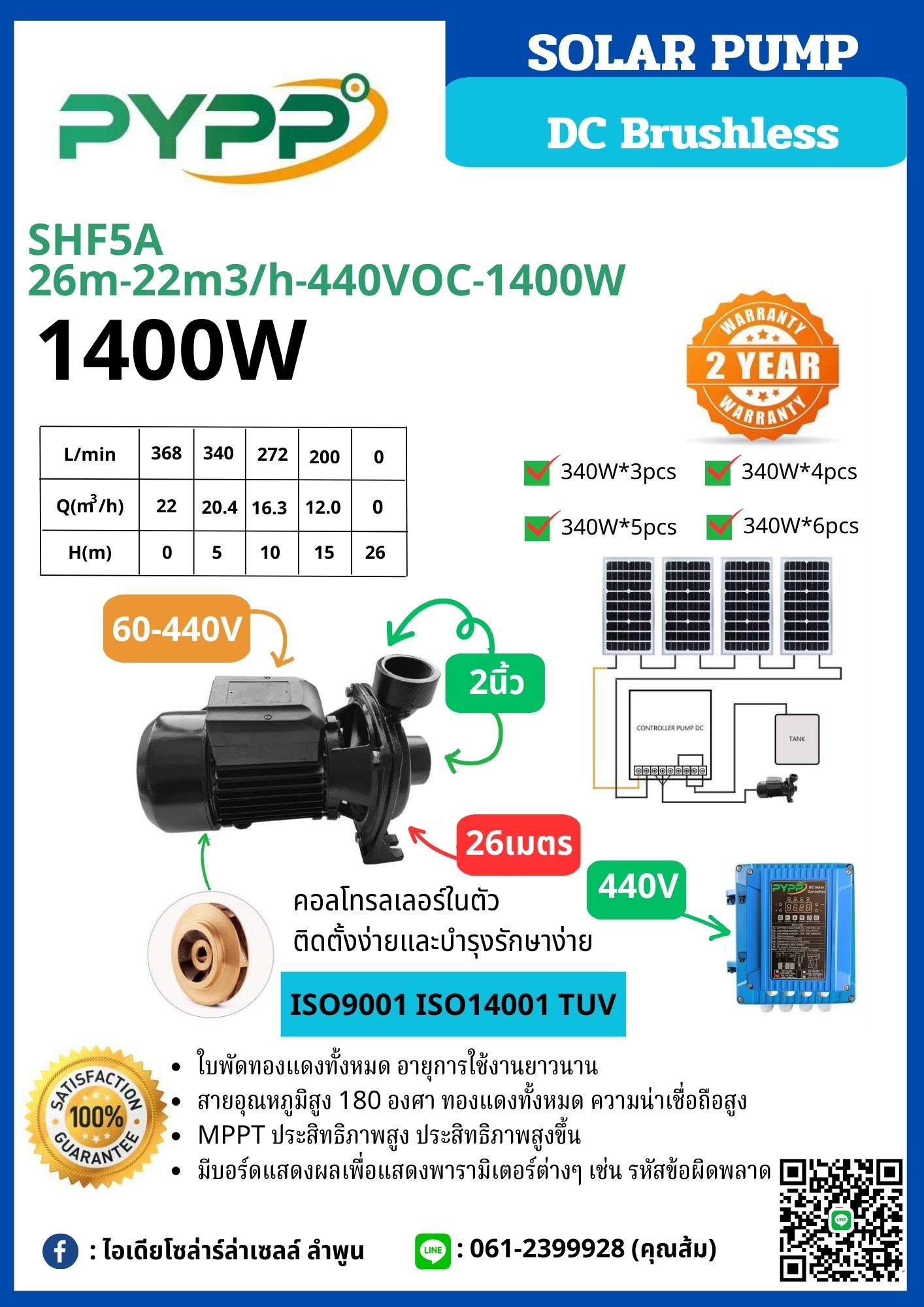 ปั๊มน้ำหอยโข่ง PYPP DC SHF5C 1400W ชิ้น 2024-06-12 15:02:32 2024-06-12 16:23:48