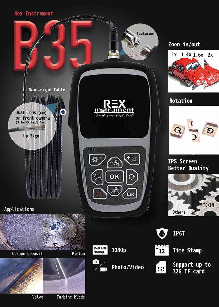 B35 monitor with 8.5mm camera and 3-meter long snake cable : B358503