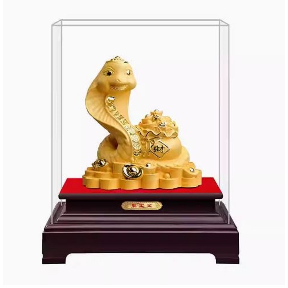 CT228B173 HAOYUN งูนักษัตร สีทอง มงคล ของขวัญเลื่อนตำแหน่ง ของขวัญขึ้นบ้านใหม่ ขนเงินขนทอง รับทรัพย์ โมเดลทรายทอง