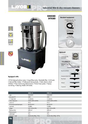 เครื่องดูดฝุ่นอุตสาหกรรม Lavor รุ่น DTX80 1-30 S